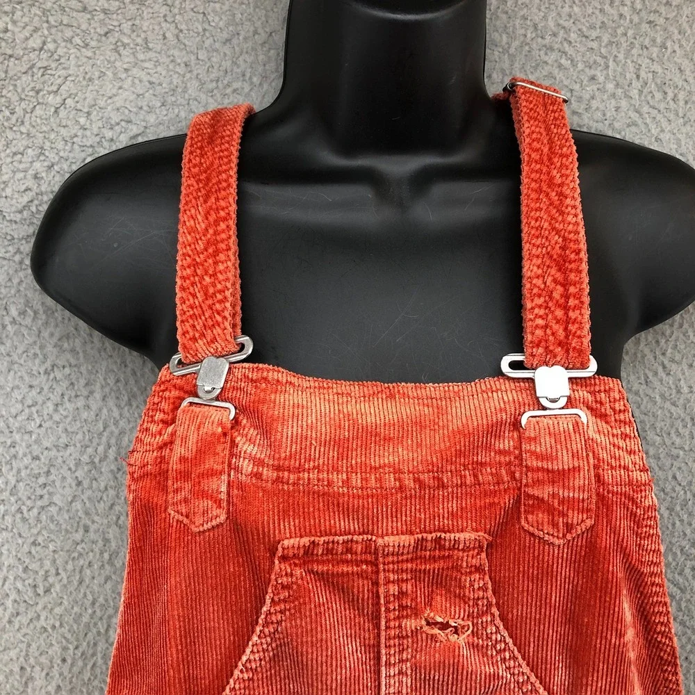 Anthropologie The Wanderer Overall Womens 28 Rust Orange Corduroy Distressed
